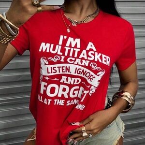 SHEIN Red Multitasker Graphic Tee